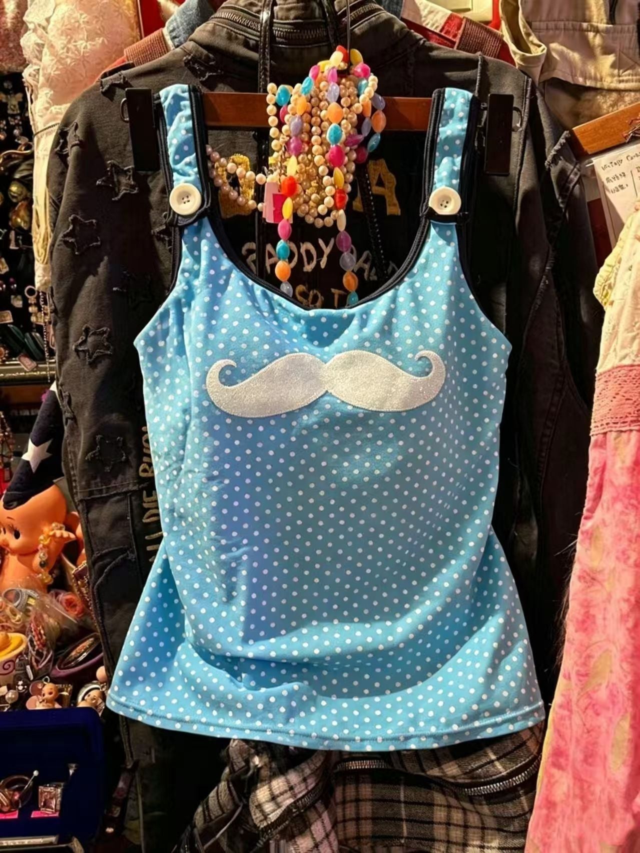 Blue Polka Dot Print Top SA891
