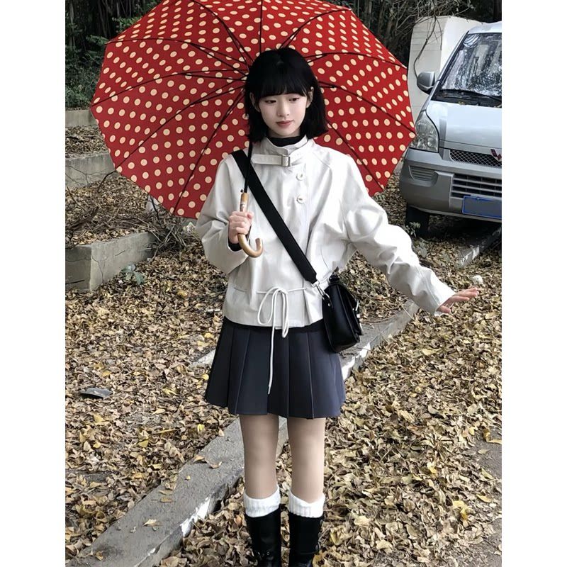 White Short Trench Coat SAB038