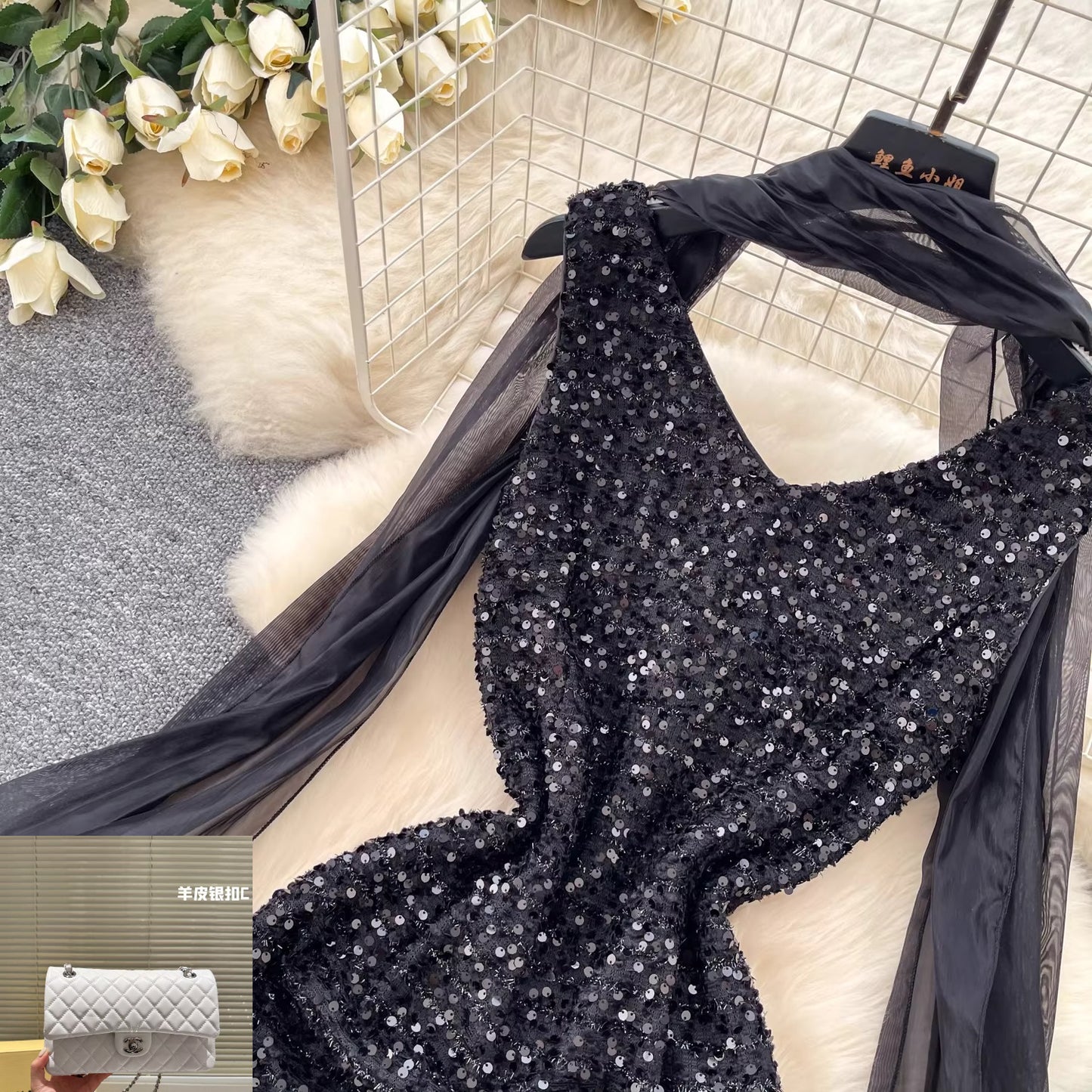 Black Sequin Dress for Women SA804