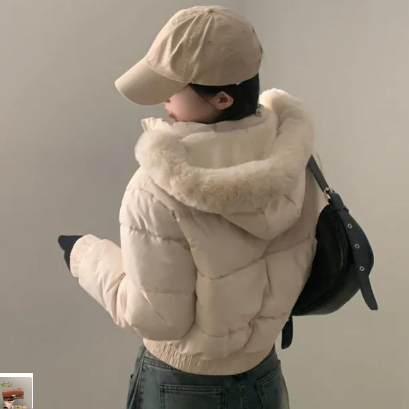 Thick Warm Fur Collar Abrigos Invierno Hooded Zipper Outerwears Winter 2024 New Woman Jacket Long Sleeve Chamarras Mujeres