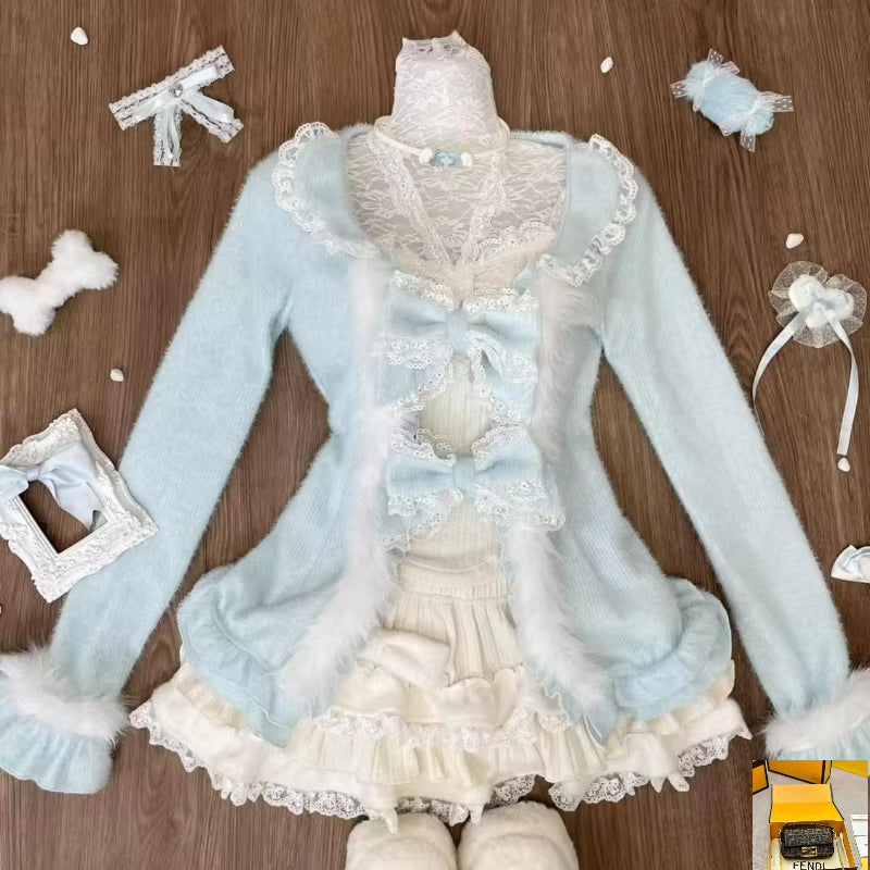 High Waist Ruched Skirts Early Winter Three Piece Sets SA155
