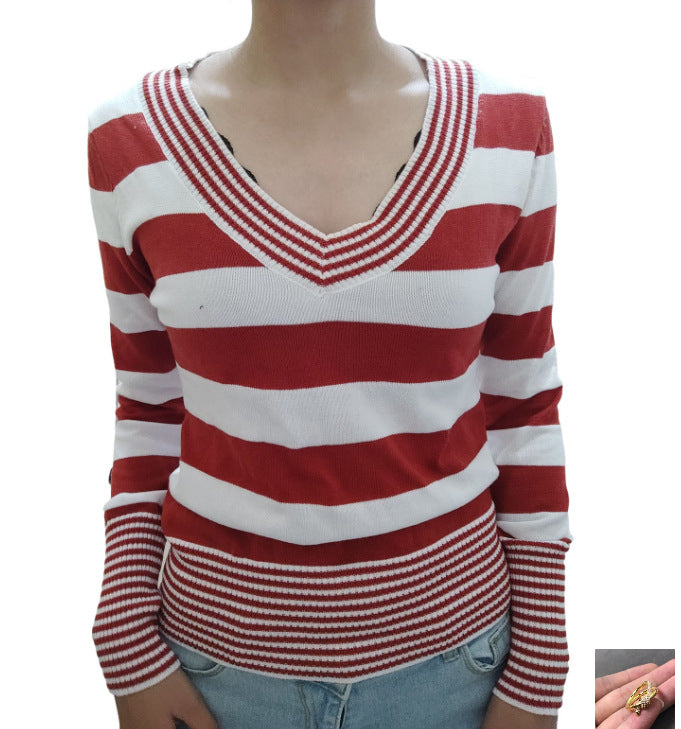 Women's Striped Flared Sleeve Sweater SA370