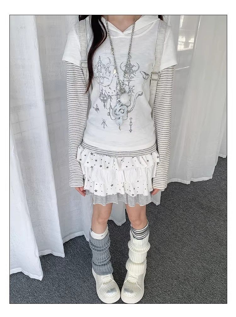 Printed Hooded Long-sleeve T-shirt SA781/SA782