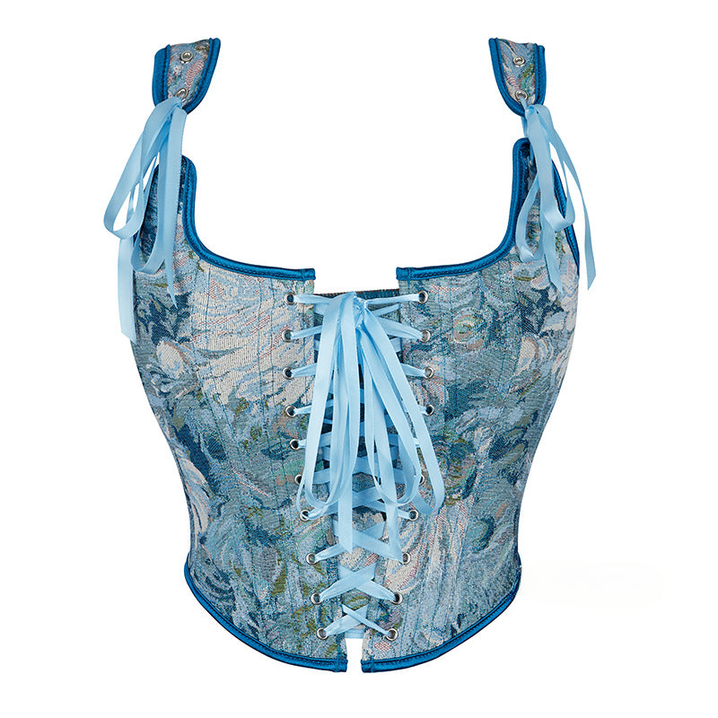 Jacquard Tube Top Sling Fishbone Corset 69A661