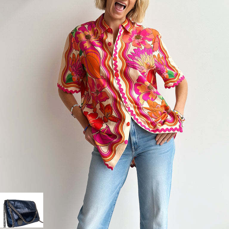 Casual Fashion Linen Temperament Shirt Shorts Set SA355