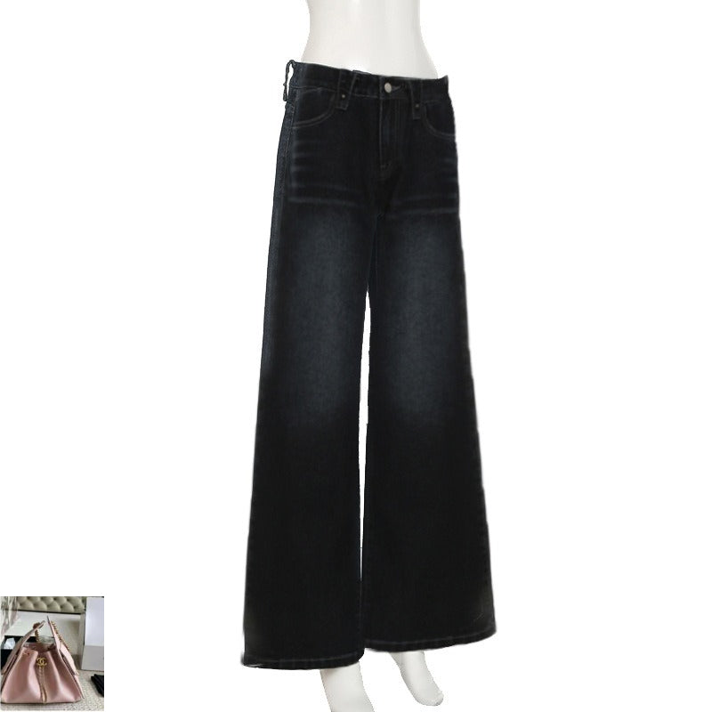 High Waist Wash Gradual Change Straight Jeans SA396