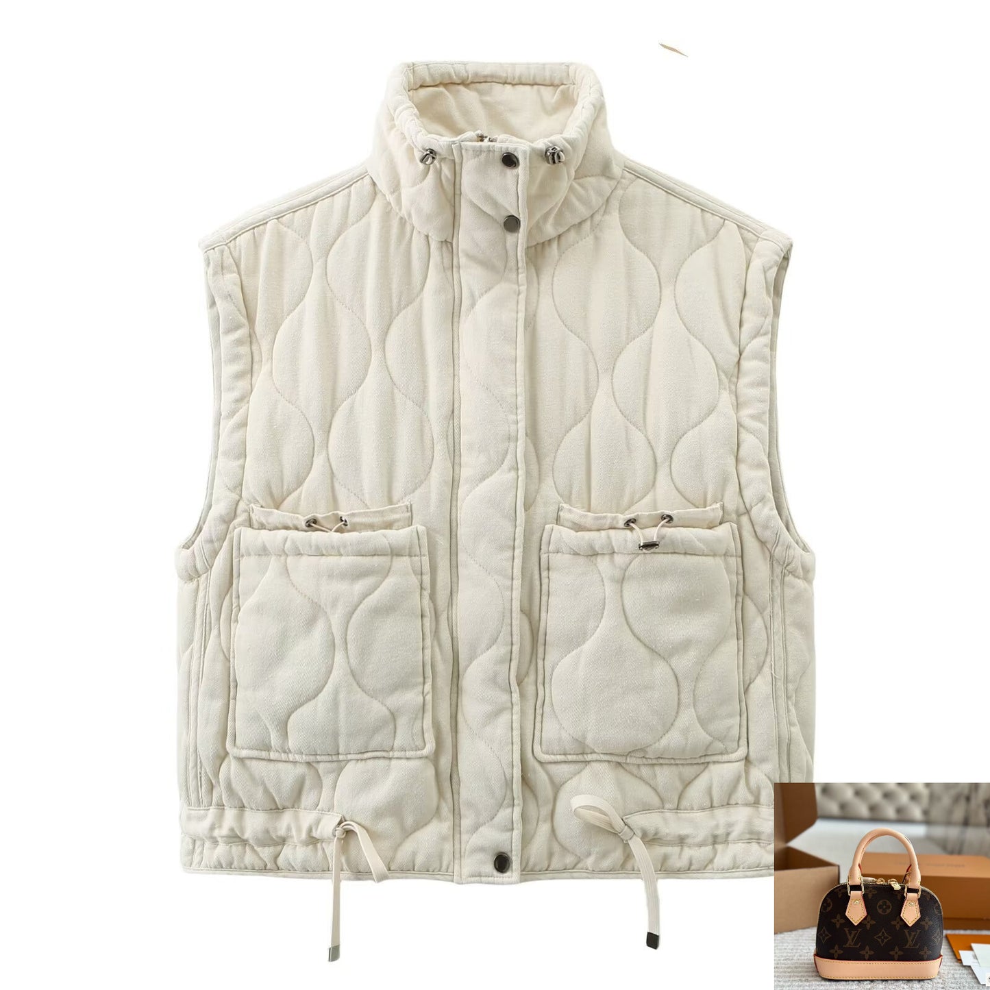 Rhombus Stand-up Collar Sleeveless Cotton Vest SA438