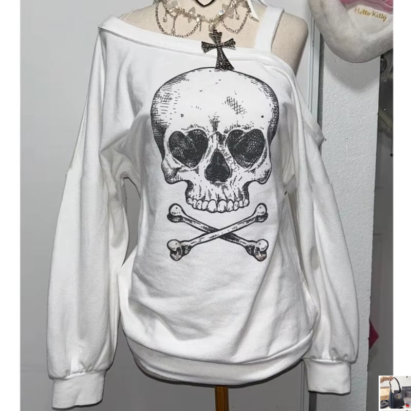American Harajuku Off Shoulder Sling Loose T Shirts SA164