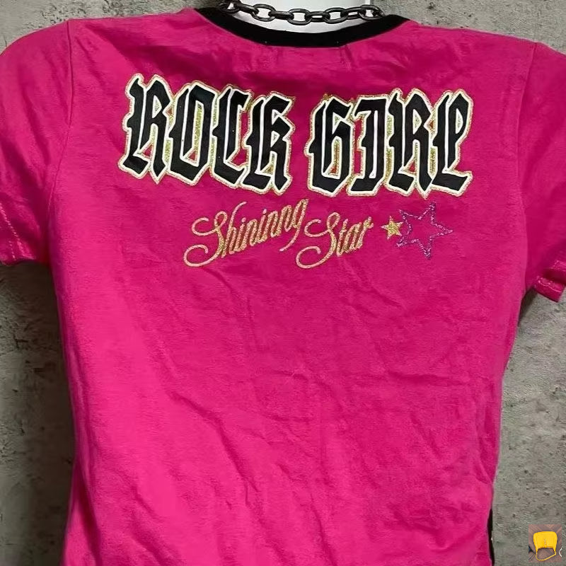 O-neck Short Sleeve Y2k Aesthetic Punk Top SA127/SA132