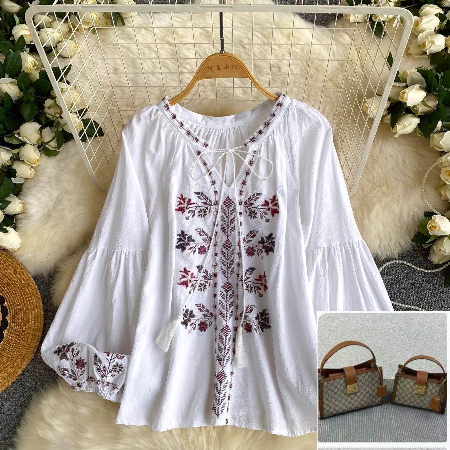 Embroidered and Printed Long-sleeved Shirt SA799/SA800