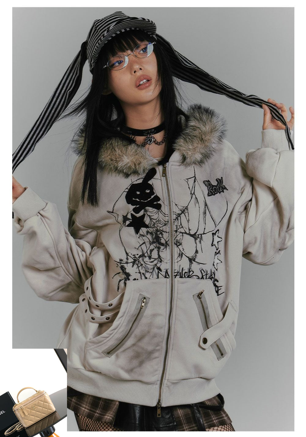 Hooded Sweater Jacket Gray SA427