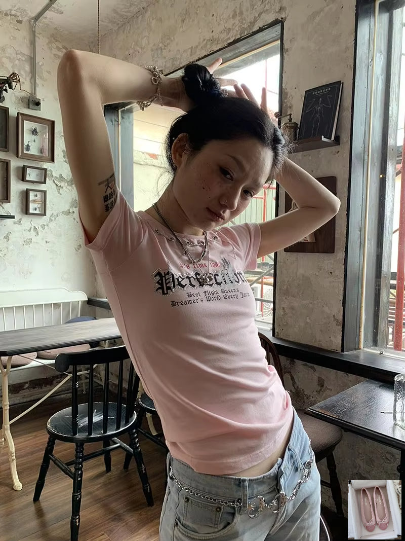 Vintage Letter Print Short Sleeve Print T shirts SA173/SA174/SA175/SA176
