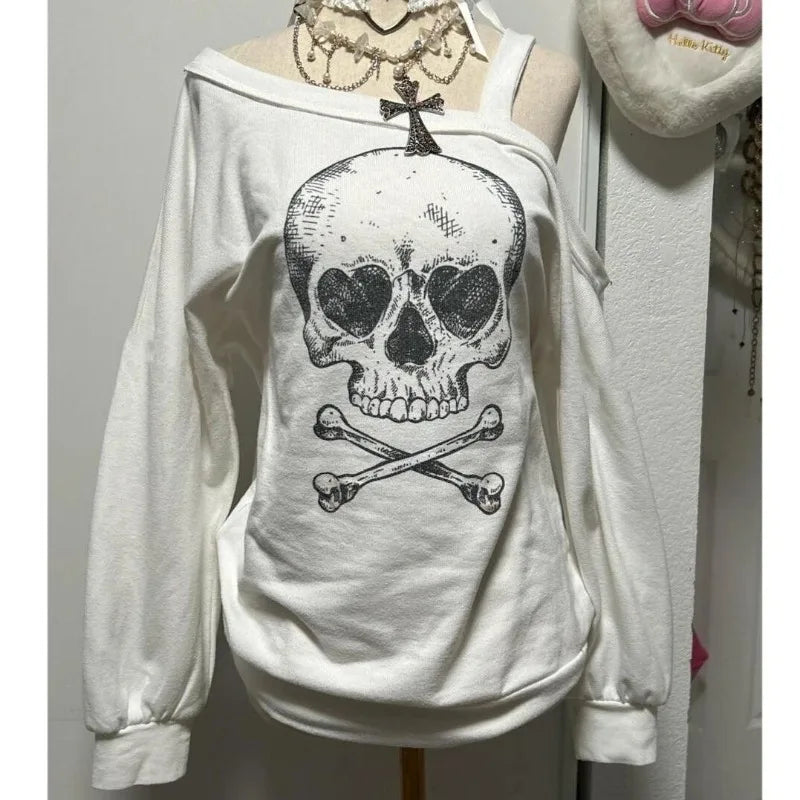 American Harajuku Off Shoulder Sling Loose T Shirts SA164