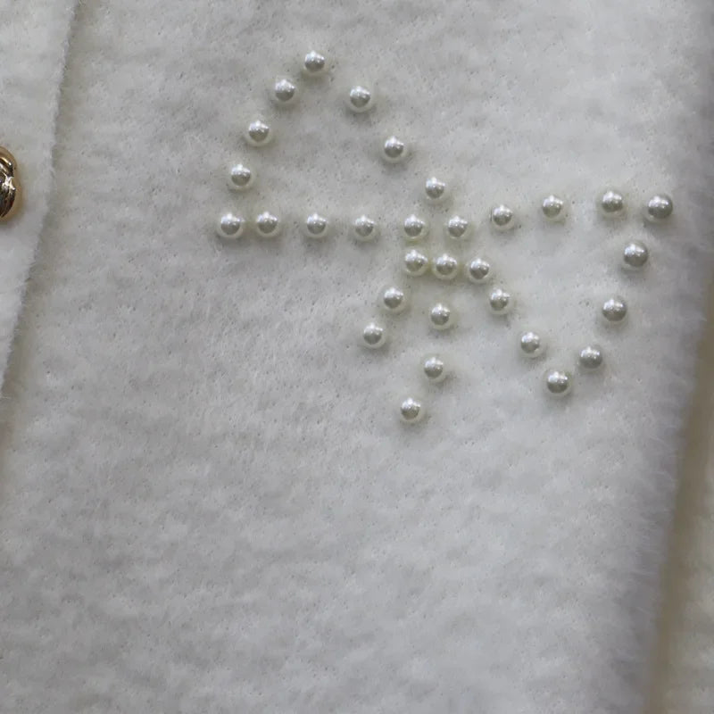 Beads 2024 Woman Cardigan Single Breasted Ropa Mujer Long Sleeve Outerwears Loose Round Neck Sweater Autumn Winter Cardigans