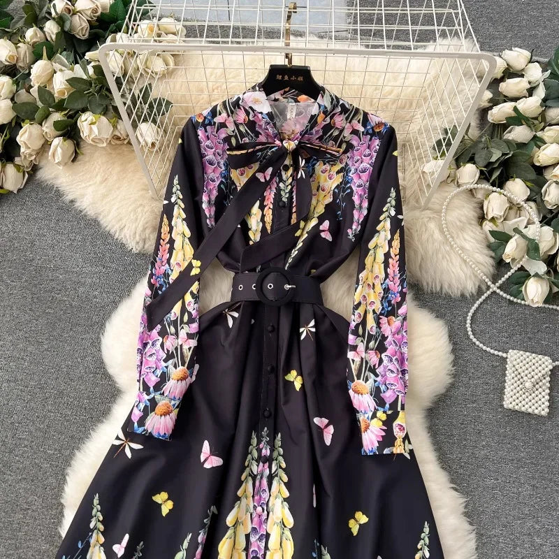 Elegant Tie Bow Neck Women Dresses SA121