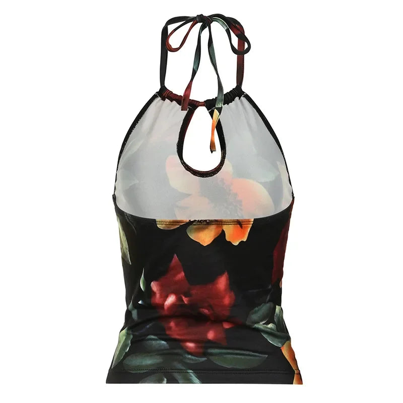 Flower Constrast Color Print Tank Tops SA197