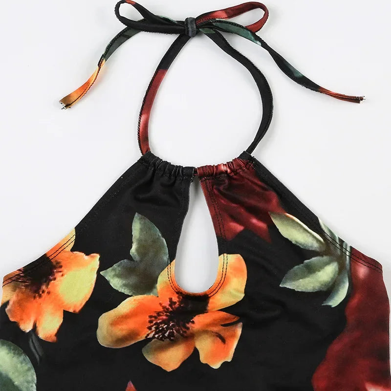 Flower Constrast Color Print Tank Tops SA197