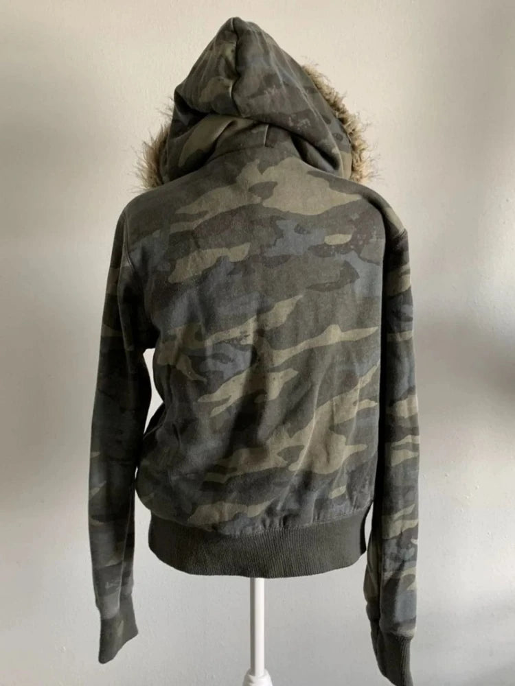 Harajuku Casual Fur Patchwork Hooded Hoodies SA148