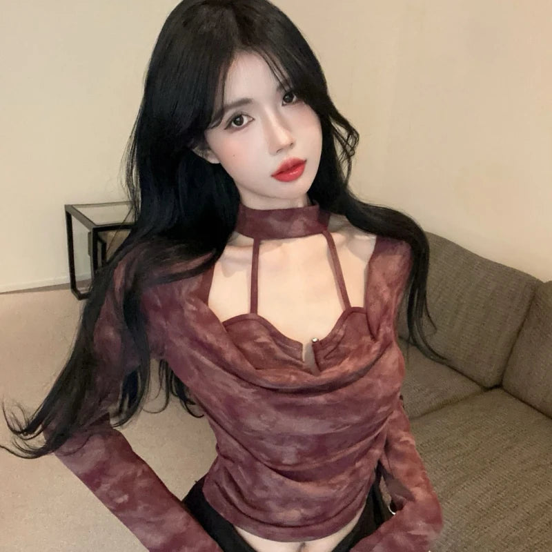 Tie Dye Slim Fit Top Women's Shirt SA171