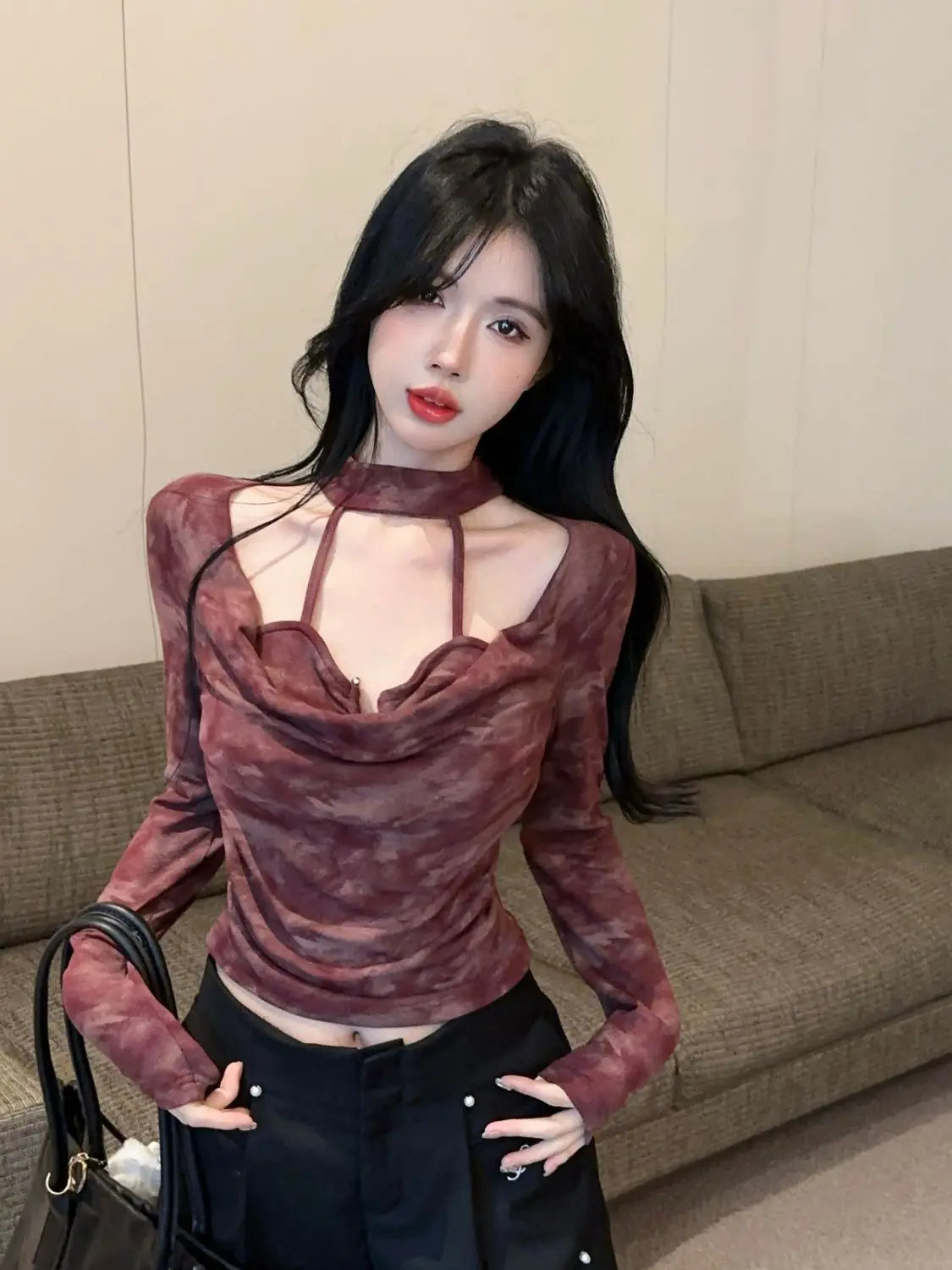 Tie Dye Slim Fit Top Women's Shirt SA171