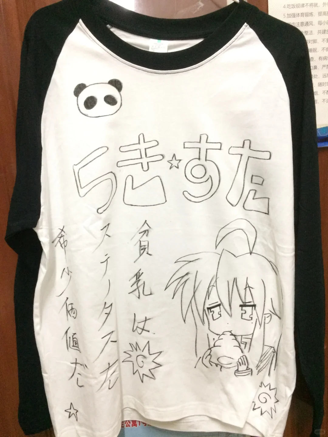 Japanese Cute Contrast Color Splicing Long Sleeve Tshirts sa179
