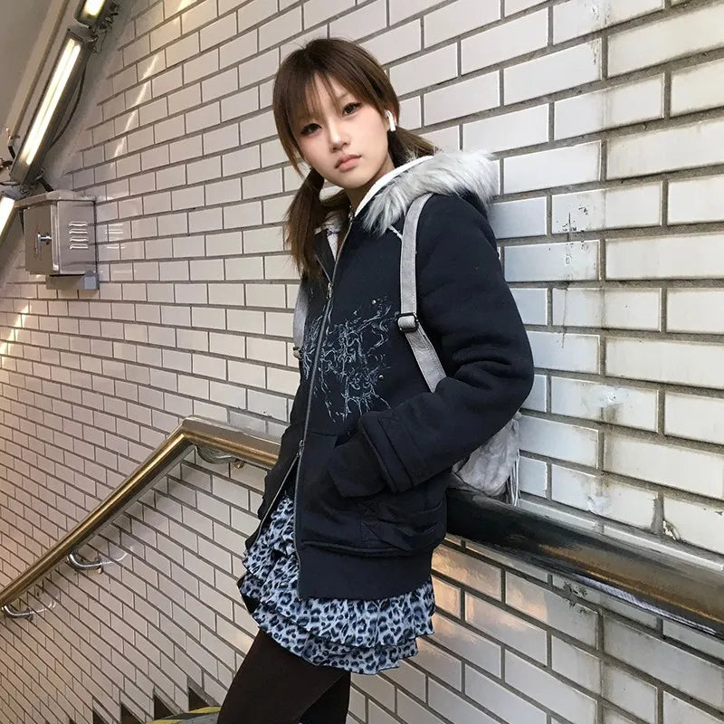 Grunge Aesthetics Tattoo Print Jacket SA152