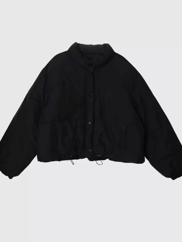 Korean Chic Winter Gentle Tops Collar Leisure All-match Solid Long Sleeve Bread Clothes Down Cotton-padded Jacket Coat Woman