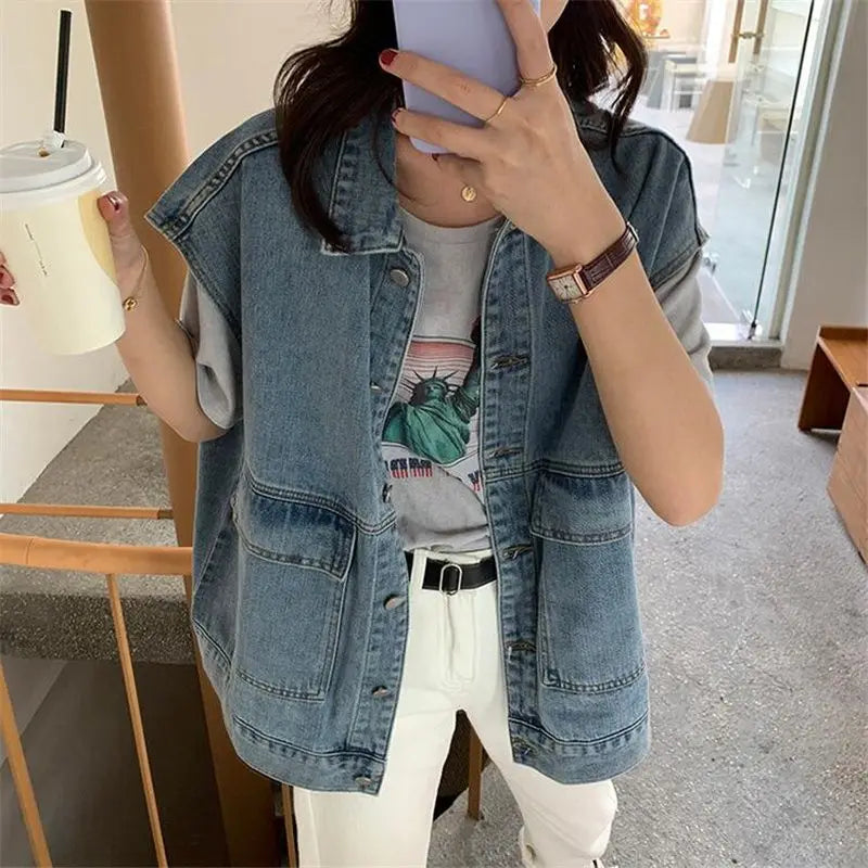 Lace Patchwork Vintage Denim Jacket SA208
