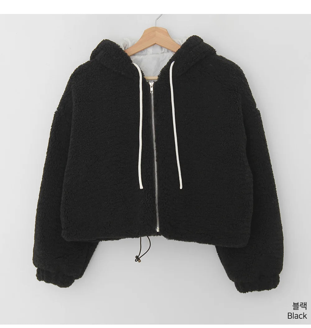 KUZUWATA Abrigos Invierno 2024 Woman Outerwears Winter Warm Zipper Jacket Hooded Long Sleeve Parkas Vintage Loose Coats