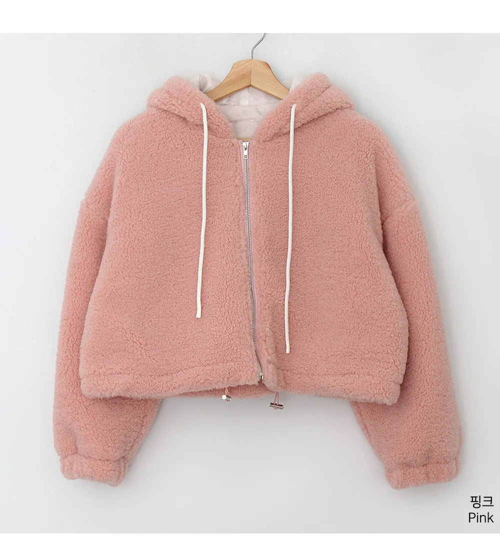 KUZUWATA Abrigos Invierno 2024 Woman Outerwears Winter Warm Zipper Jacket Hooded Long Sleeve Parkas Vintage Loose Coats