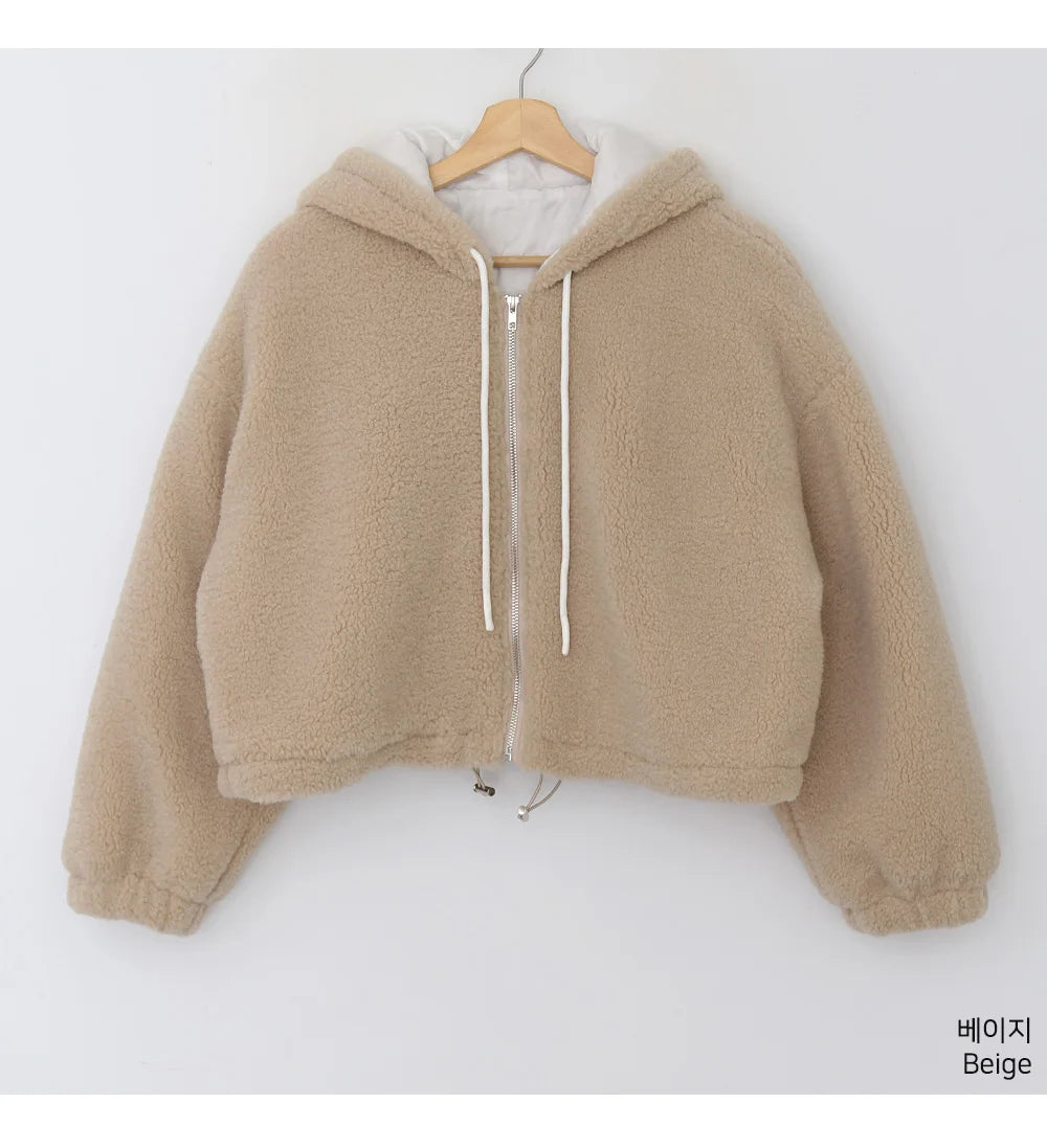 KUZUWATA Abrigos Invierno 2024 Woman Outerwears Winter Warm Zipper Jacket Hooded Long Sleeve Parkas Vintage Loose Coats