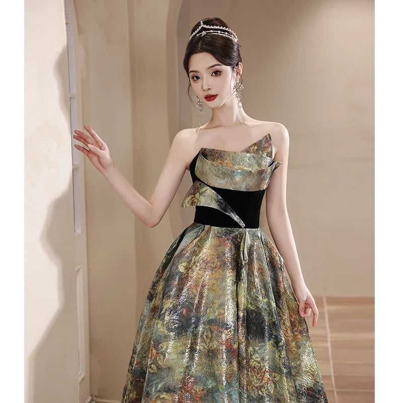 Luxury Strapless Ball Gown Satin Prom Dresses SA249/SA250