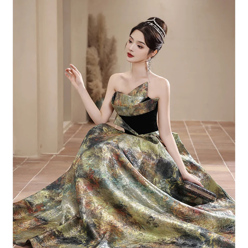Luxury Strapless Ball Gown Satin Prom Dresses SA249/SA250