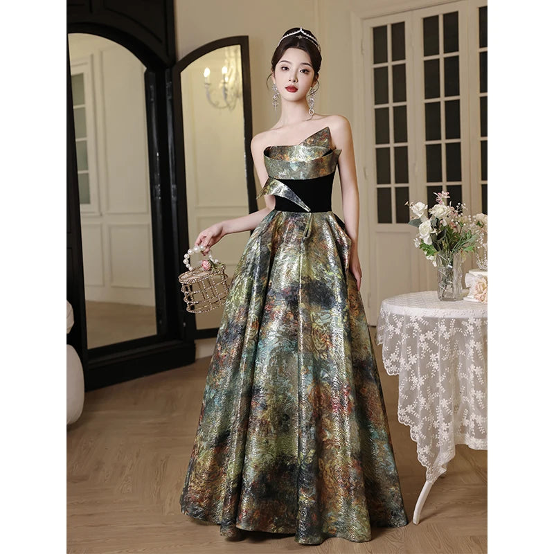 Luxury Strapless Ball Gown Satin Prom Dresses SA249/SA250