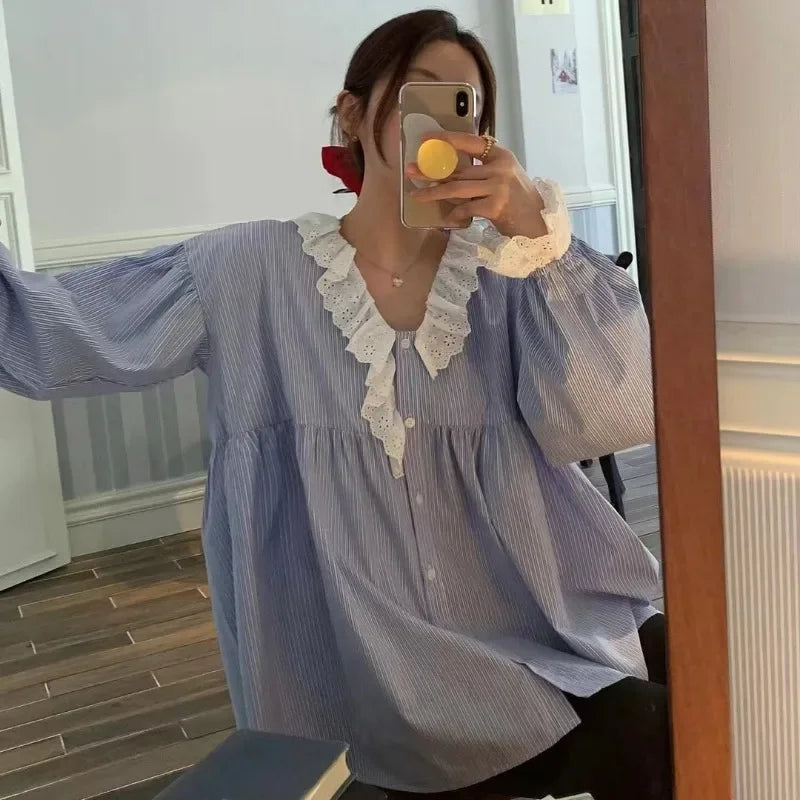 Lazy Style Blouses Femme Single Breasted Shirt SA-52B381