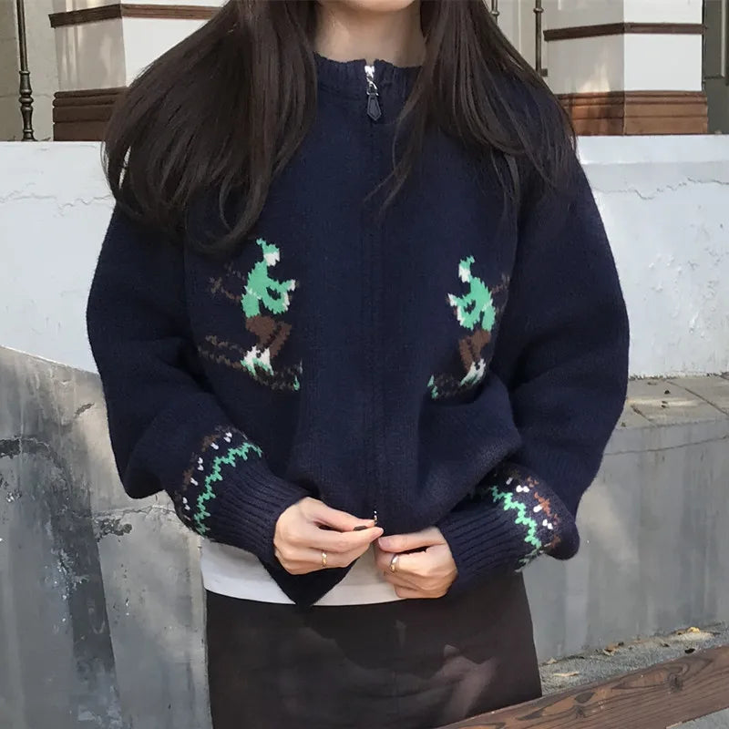 Warm Thick Zipper Knitted Cardigan SA111