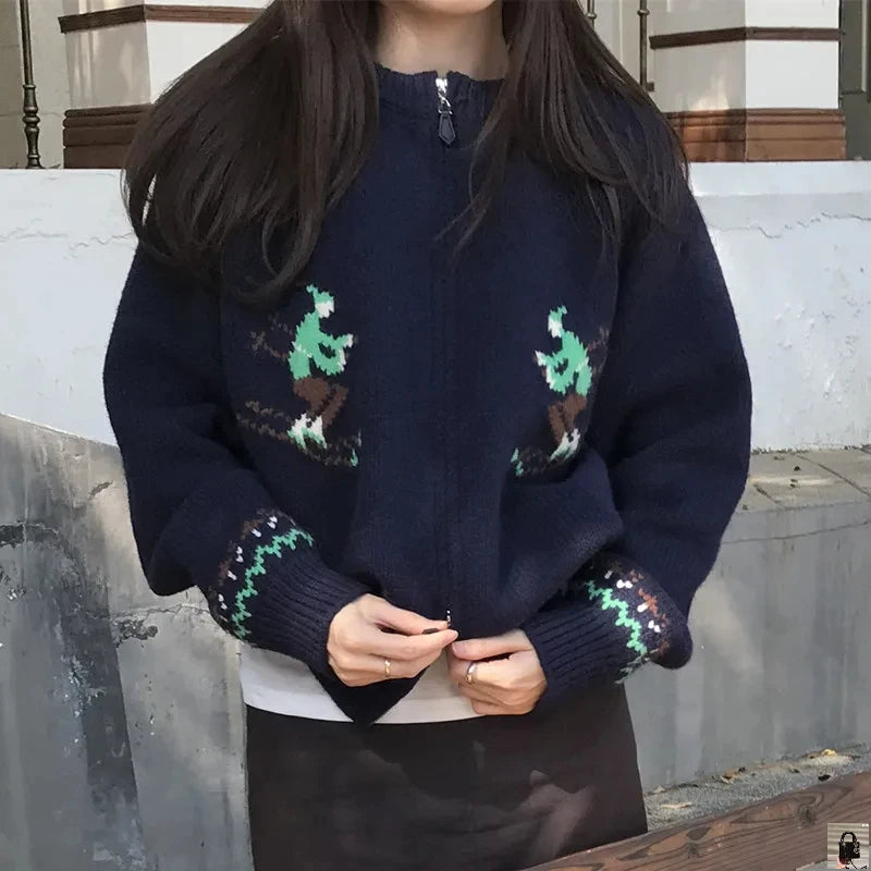 Warm Thick Zipper Knitted Cardigan SA111
