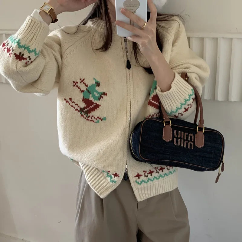 Warm Thick Zipper Knitted Cardigan SA111