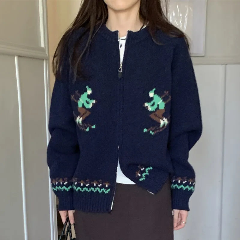 Warm Thick Zipper Knitted Cardigan SA111