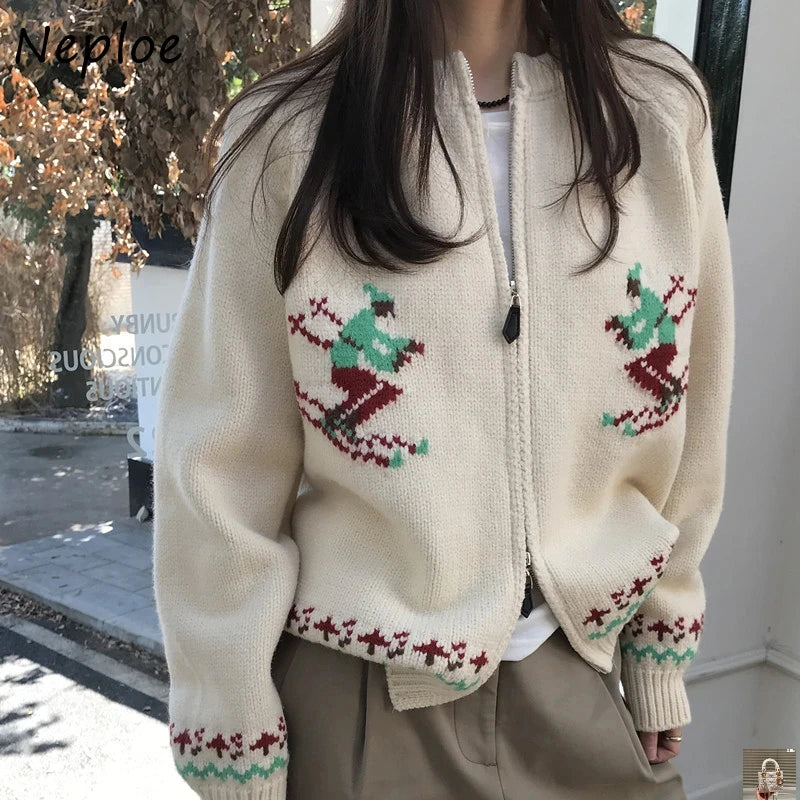 Warm Thick Zipper Knitted Cardigan SA111