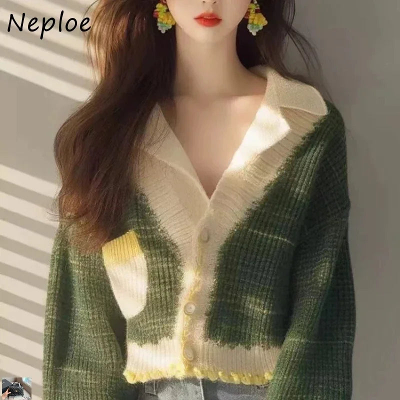 Gentle Color Blocking Sweater Coats SA085