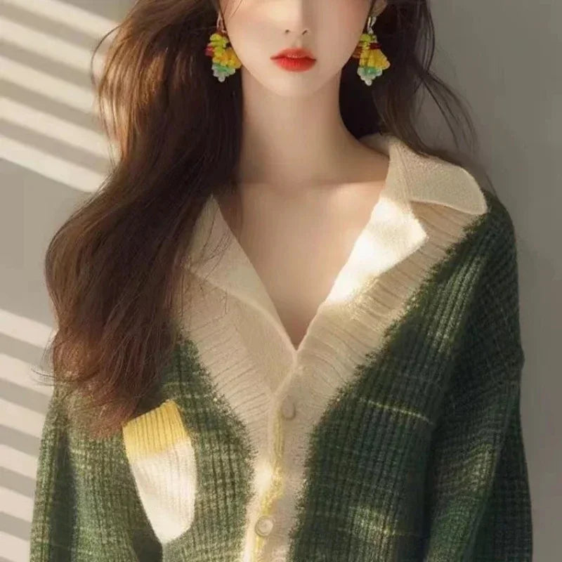 Gentle Color Blocking Sweater Coats SA085