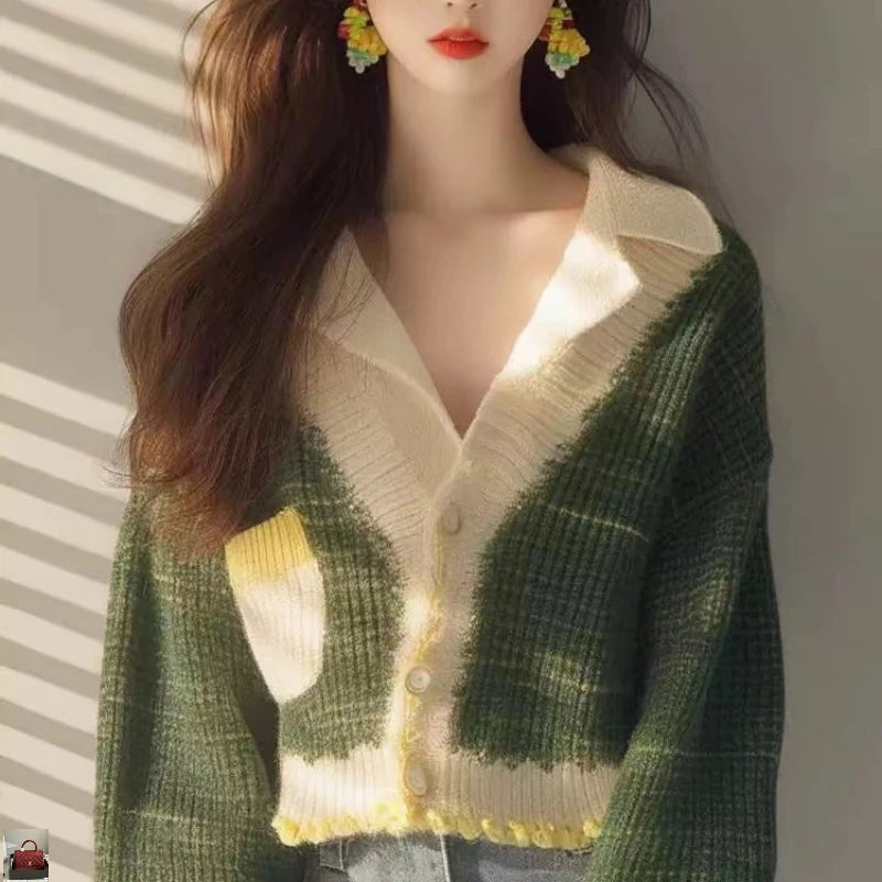 Gentle Color Blocking Sweater Coats SA085