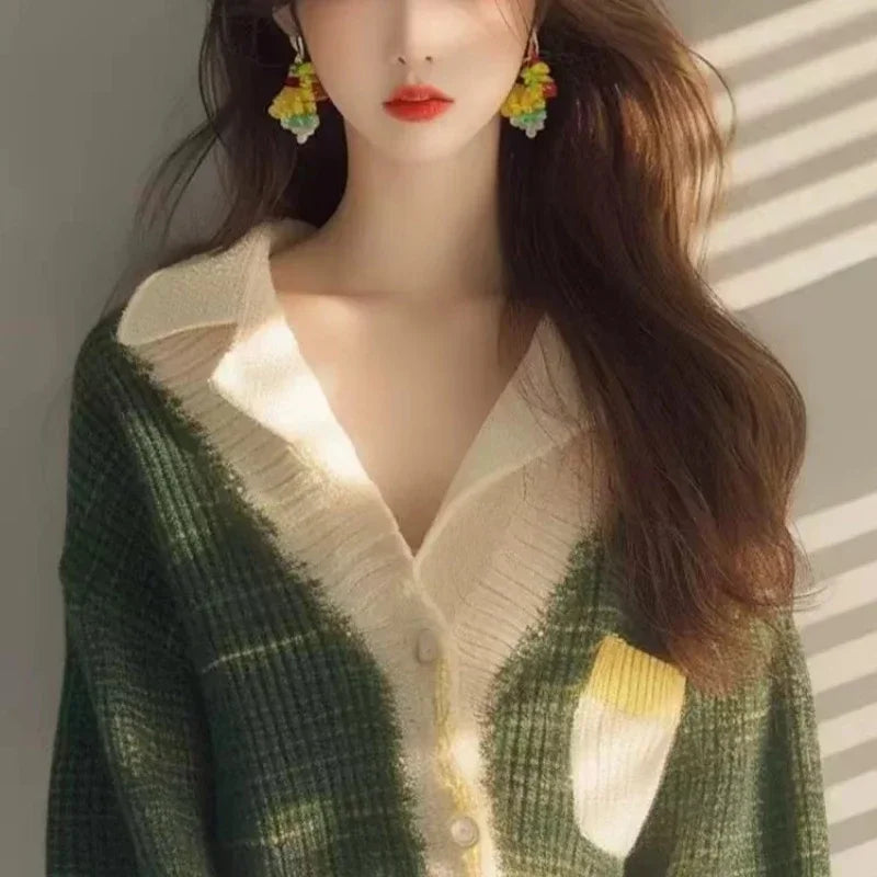 Gentle Color Blocking Sweater Coats SA085