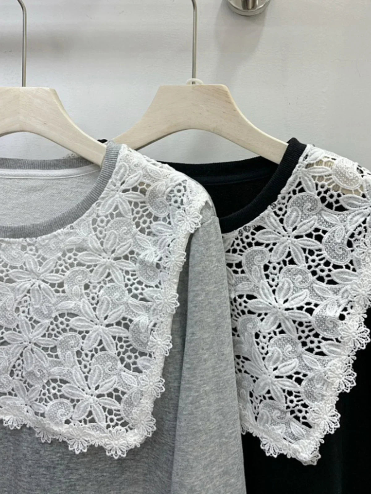 Lace Splicing Sweatshirts Femme Simple Long Sleeve Hoodie 52B357