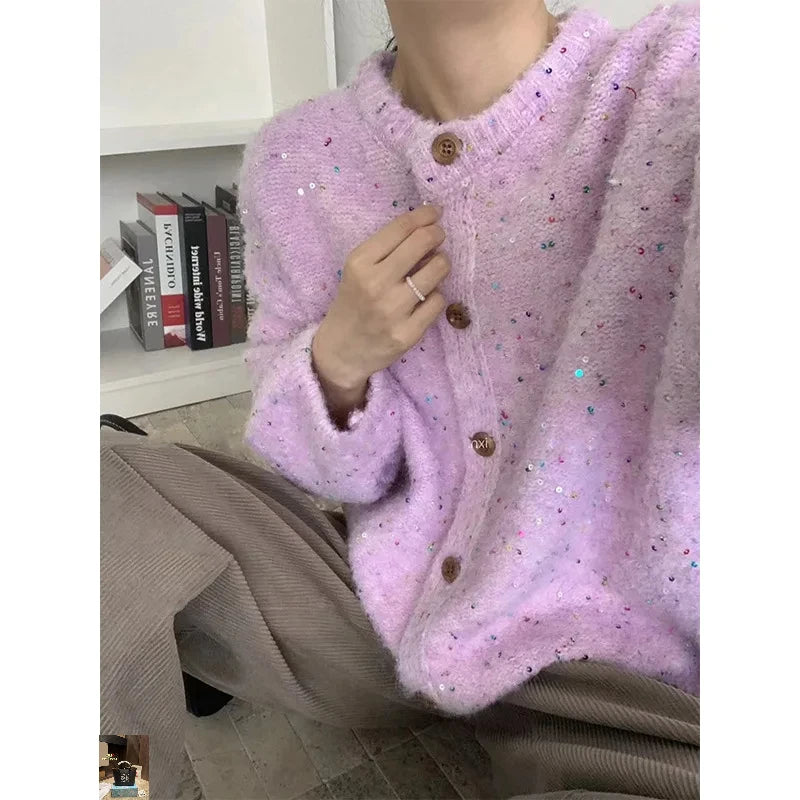 Glutinous O-Neck Long Sleeve Knitted Coats SA008