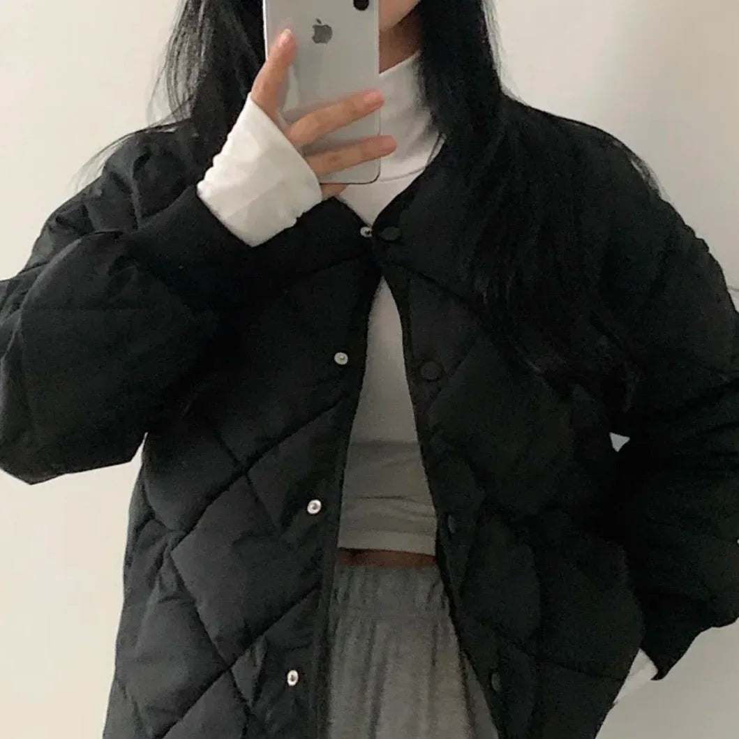 Plaid Down Jacket Small Solid Coat SA093