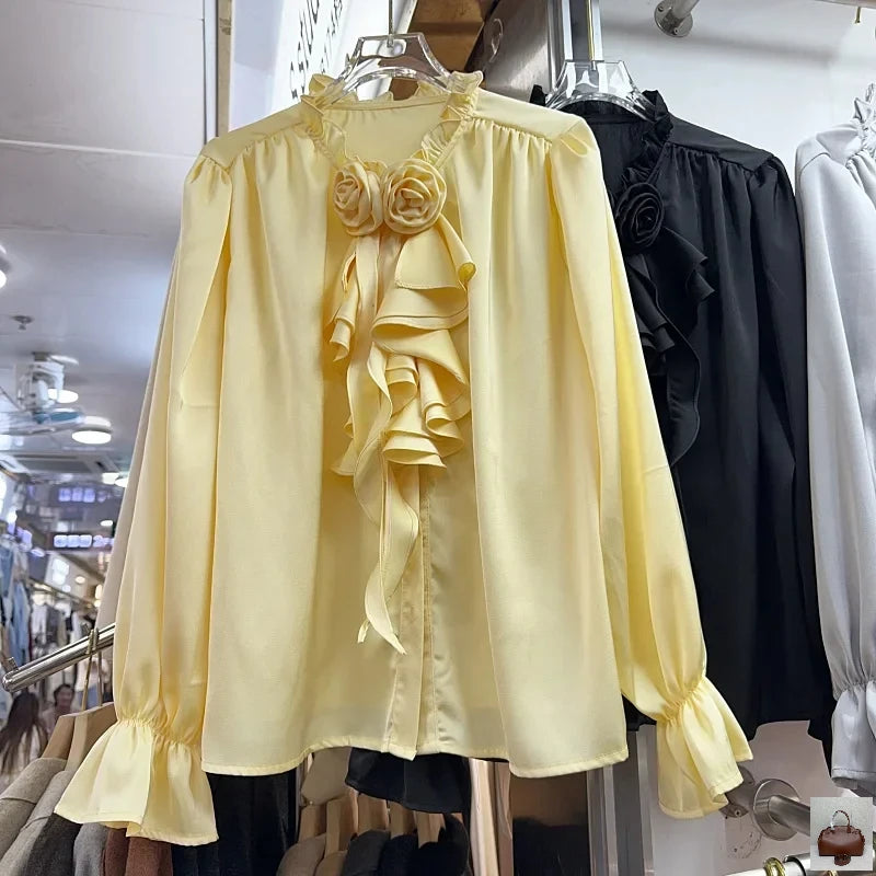French Style Stand Collar Flare Sleeve Shirt SA053/SA138