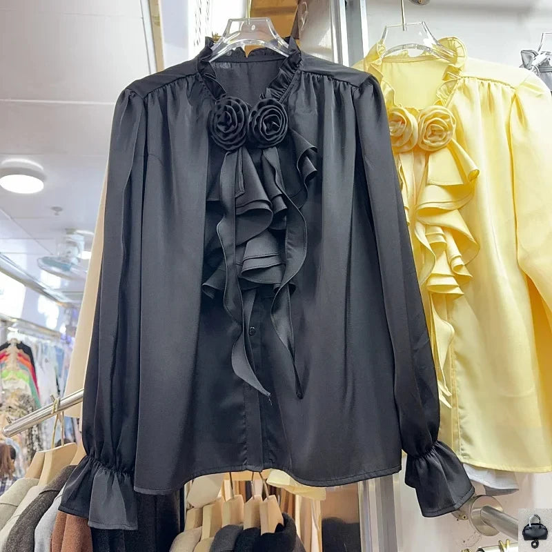 French Style Stand Collar Flare Sleeve Shirt SA053/SA138