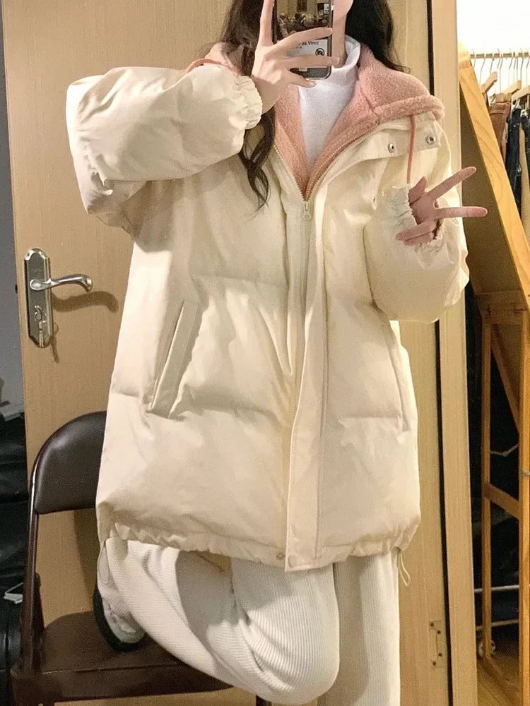 Women Fake Two Piece Lambswool Black Jackets 52B348